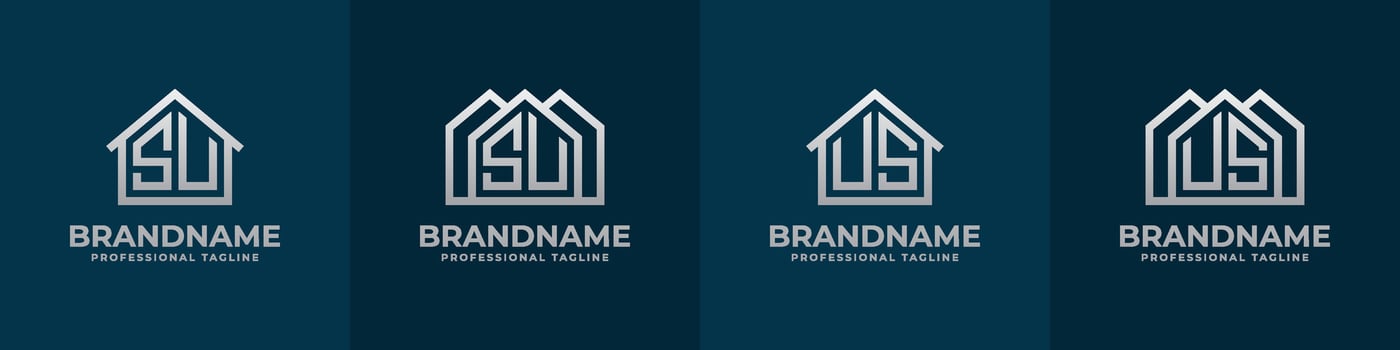 Letter SU and US Home Logo Set. Suitable for any business related to house, real estate, construction, interior with SU or US initials. vector
