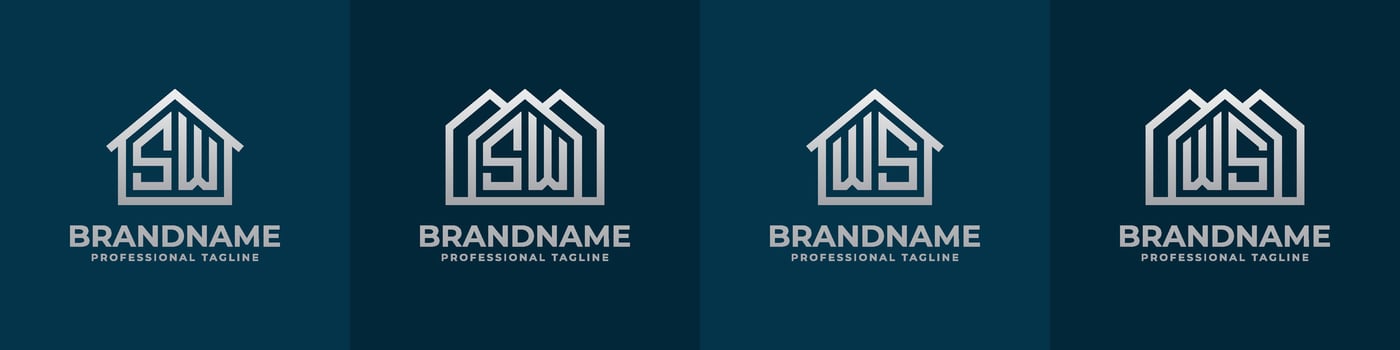 Letter SW and WS Home Logo Set. Suitable for any business related to house, real estate, construction, interior with SW or WS initials. vector