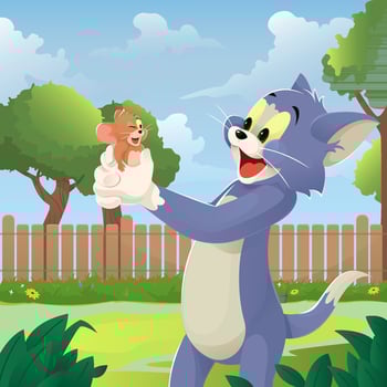Cat and Mouse in the Backyard vector