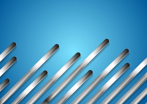 Metal diagonal stripes on bright blue background vector