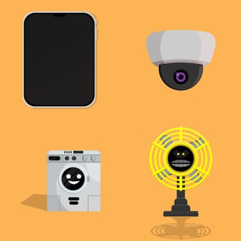 vector illustration of various electronic tools.