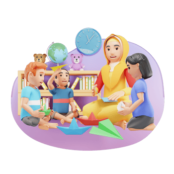 Preschool Teacher Teaching To Children 3D Character Illustration png