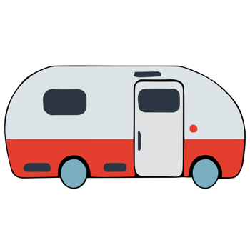 Camping car clipart flat design on transparent background, camping isolated clipping path element png