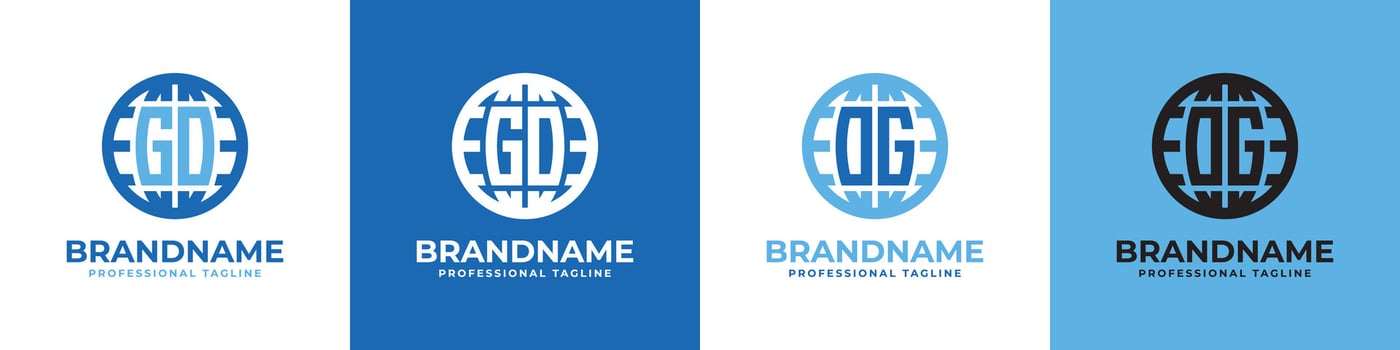 Letter GO and OG Globe Logo Set, suitable for any business with GO or OG initials. vector