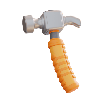 3d illustration of hammer and nail picker png