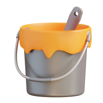 3d illustration of paint can and paint brush png