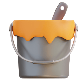 3d illustration of paint can and paint brush png
