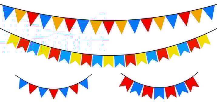 Hanging colorful bright flag collection vector