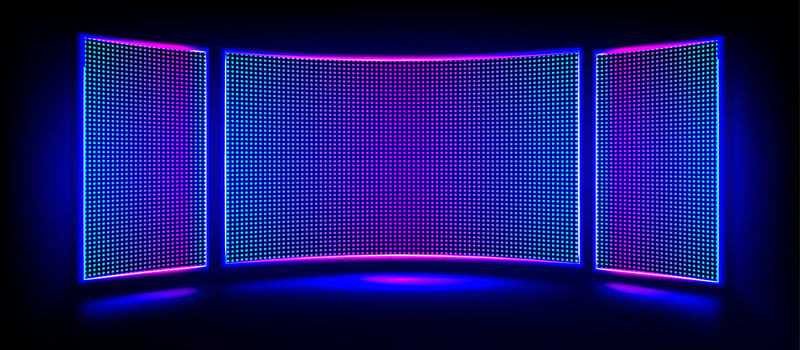 Tv show led screen stage and lcd wall background vector