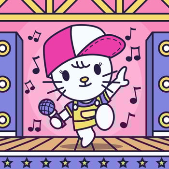 Cute Cat Idol Dancing vector
