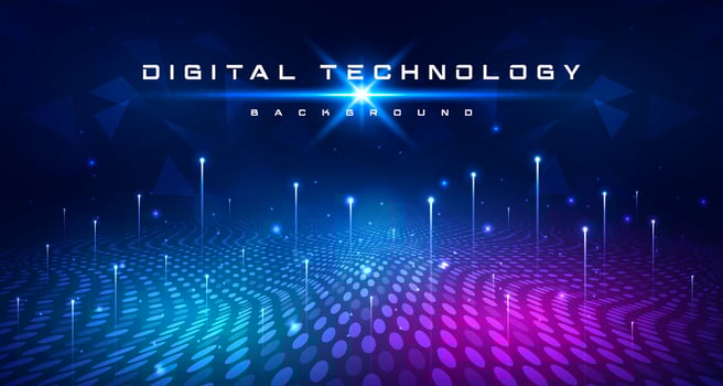Digital technology metaverse neon blue pink background, cyber information, abstract speed connect communication, innovation future meta tech, internet network connection, Ai big data, illustration 3d vector