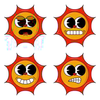 retro cartoon groovy character y2k style icon 90s, 80s stickers set vector