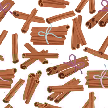 Hand Drawn Cinnamon Stick Seamless Pattern vector