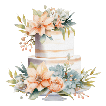 watercolor wedding cake, png