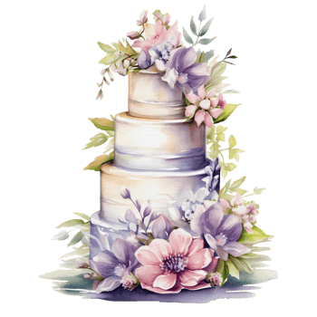 watercolor wedding cake, png
