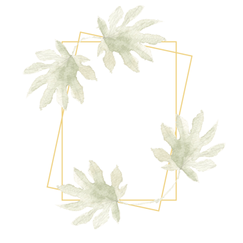 Gold Frame With Tropical Watercolor Leaves png