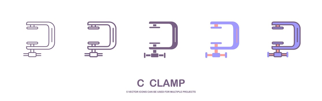 Clamp outline vector icon. c clamp icon, flat vector simple element illustration from editable industry concept isolated stroke on white background