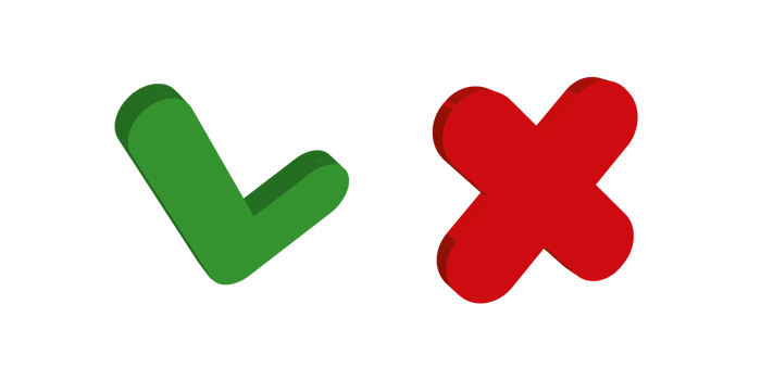 3d rendering green and red check mark png