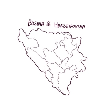 Hand Drawn Doodle Map Of Bosnia Dan Herzegovina. Vector Illustration