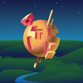 Fantastic sphere in space in vector