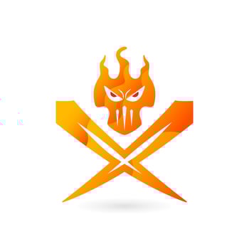 fire skull X illustration. gradient, simple and modern style. use for logo, icon, symbol, sign and emblem. yellow and orange vector