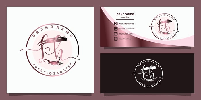 eye lashes logo design with elegant concept and id card vector