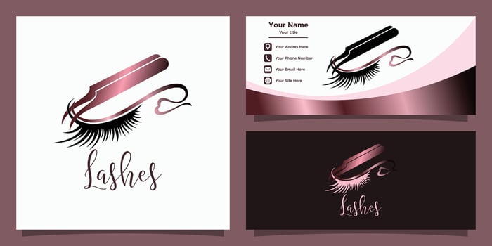 eye lashes logo design with elegant concept and id card vector