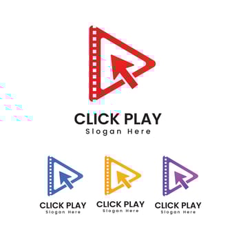 Modern triangle click play logo design vector template