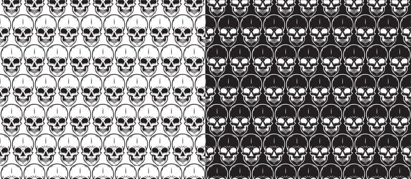 Seamless pattern skulls in vector. Black and white. For printing on packages and others vector