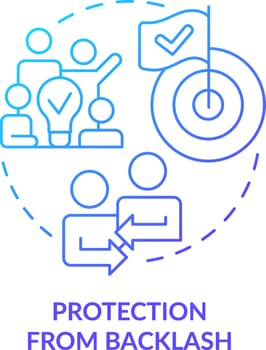 Protection from backlash blue gradient concept icon. Relationship. Advantage of digital engagement abstract idea thin line illustration. Isolated outline drawing vector