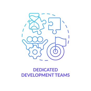 Dedicated development teams blue gradient concept icon. Outsourcing pricing model abstract idea thin line illustration. IT specialist collaboration. Isolated outline drawing vector