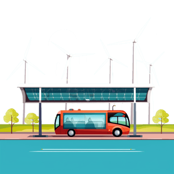 Electric car charging station, Wind turbines and solar panels. Eco friendly technology, environment preservation concept. png