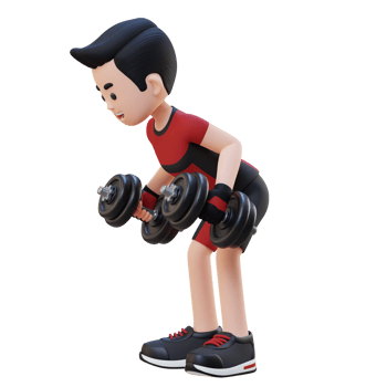 3D Sportsman Character Performing Dumbbell Kickbacks png
