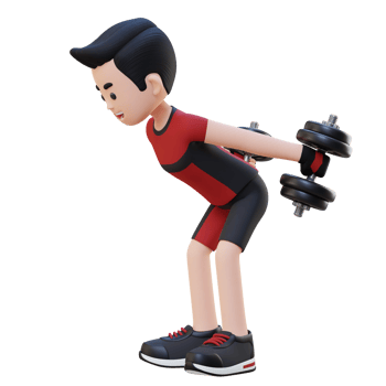3D Sportsman Character Performing Dumbbell Kickbacks png