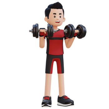 3D Sportsman Character Performing Dumbbell Reverse Curl png