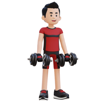 3D Sportsman Character Performing Dumbbell Reverse Curl png