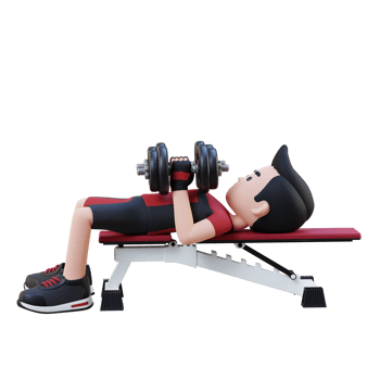 3D Sportsman Character Enhancing Upper Body Strength with Dumbbell Close Grip Bench Press png