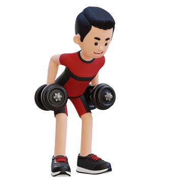 3D Sportsman Character Performing Bent Over Row   Dynamic Workout with Dumbbell png