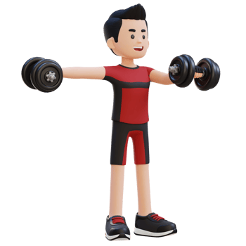 3D Sportsman Character Performing Heavy Dumbbell Raises png