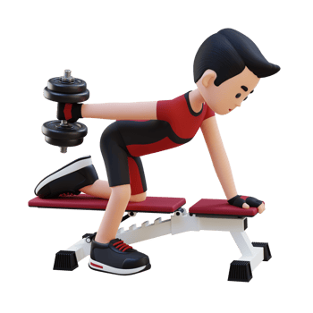 3D Sportsman Character Sculpting Triceps with Dumbbell Kickback Exercise png