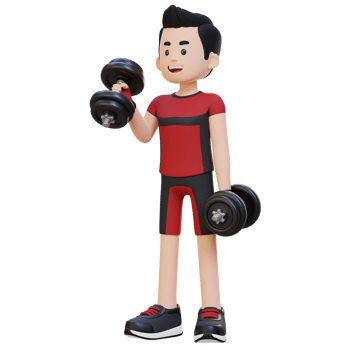 3D Sportsman Character Performing Right Hammer Curl with Dumbbell png