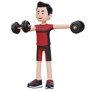 3D Sportsman Character Performing Heavy Dumbbell Raises png