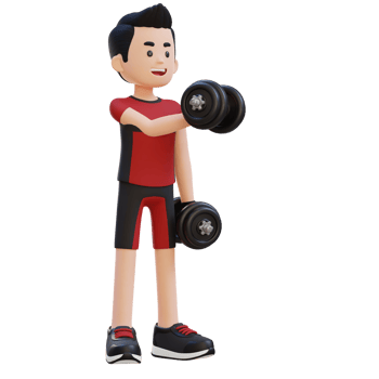 3D Sportsman Character Performing Dumbbell Chest Fly png