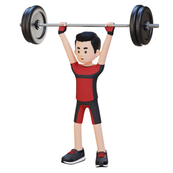 3D Sportsman Character Building Shoulder Strength with Overhead Press Workout png