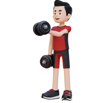 3D Sportsman Character Performing Dumbbell Chest Fly png