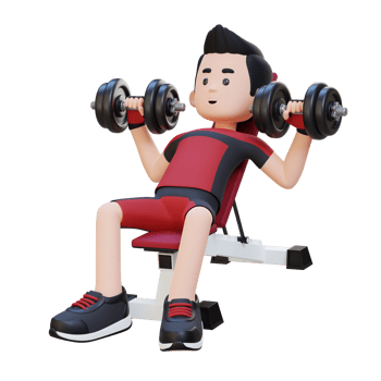 3D Sportsman Character Building Upper Body Strength with Incline Bench Dumbbell Chest Press png