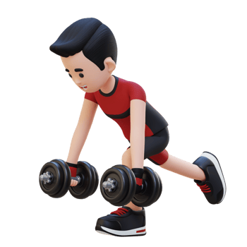 3D Sportsman Character Performing Dumbbell Single Leg Deadlift left png