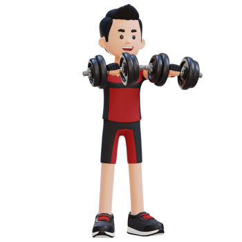 3D Sportsman Character Performing Dumbbell Front Raise png
