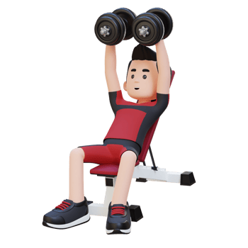 3D Sportsman Character Sculpting Muscular Chest with Incline Bench Dumbbell Chest Fly png