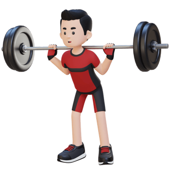 3D Sportsman Character Building Lower Body Strength with Barbell Squat Workout png